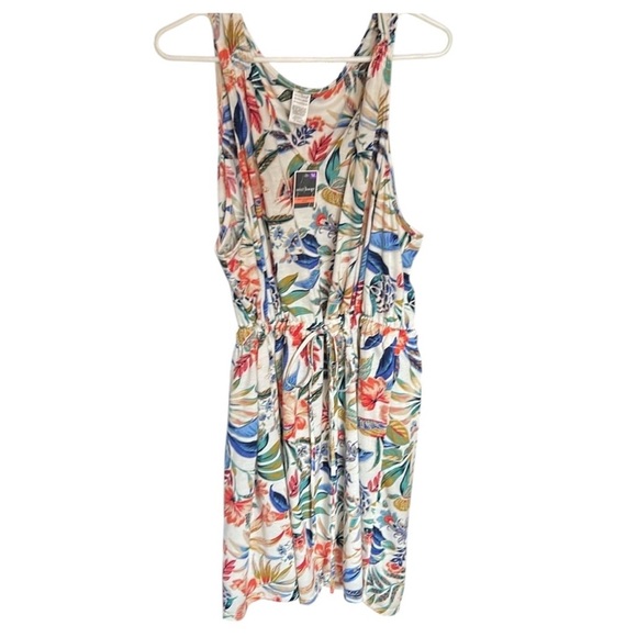 WEST LOOP ,floral tank midi summer dress,multicolor,cinched tie waist ,NWT, XL, - Picture 3 of 8